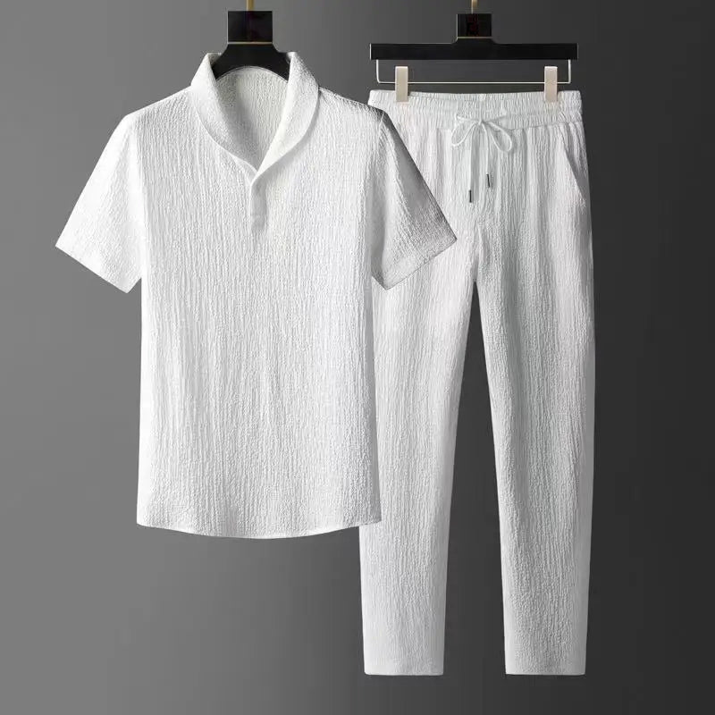 The Bellmere – V-Neck Shirt & Drawstring Trouser Set