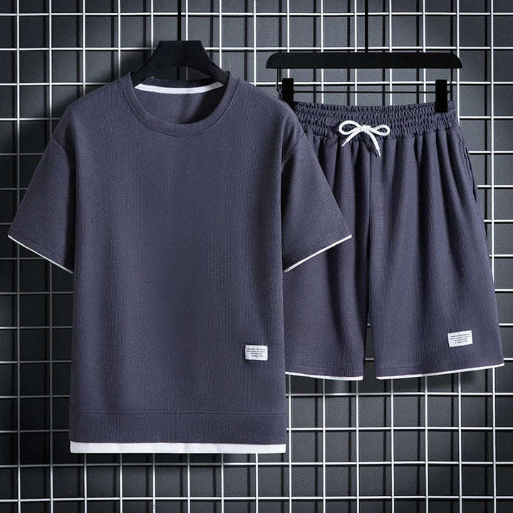 The Eastmere – Textured Round-Neck Shirt & Shorts Set