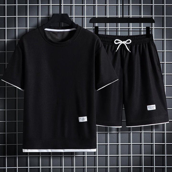 The Eastmere – Textured Round-Neck Shirt & Shorts Set