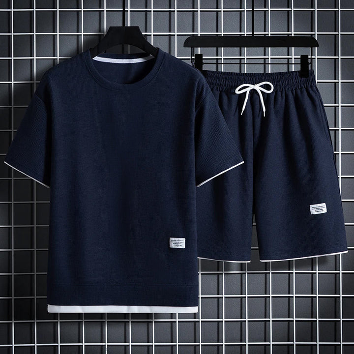 The Eastmere – Textured Round-Neck Shirt & Shorts Set