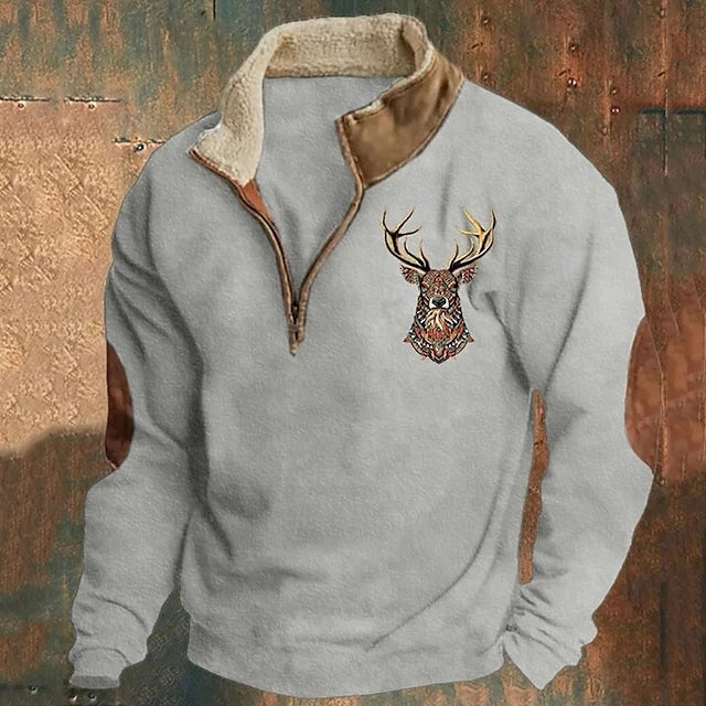 Maximilian – Stag Spirit Quarter-Zip Sweater