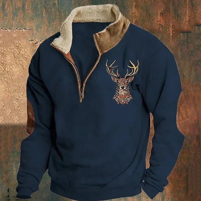 Maximilian – Stag Spirit Quarter-Zip Sweater