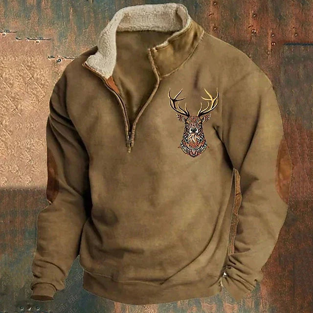 Maximilian – Stag Spirit Quarter-Zip Sweater
