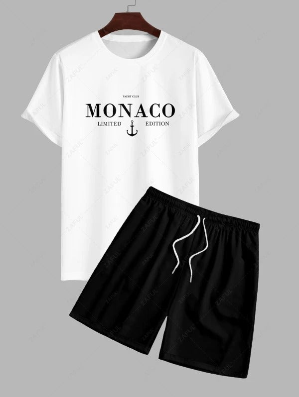 The Sutton Marlowe – Monaco Yacht Club Tee & Drawstring Shorts in White