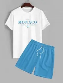 The Sutton Marlowe – Monaco Yacht Club Tee & Drawstring Shorts in White