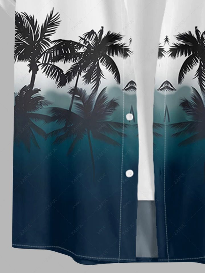 The Camden Locke – Coconut Tree Ombre Shirt & Drawstring Shorts in White
