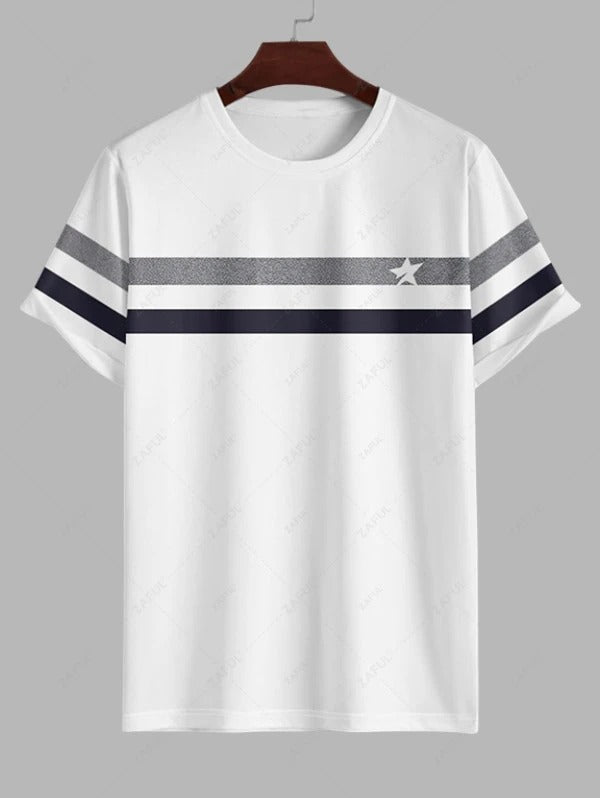 The Maddox Lane – Star Print Tee & Casual Shorts in White