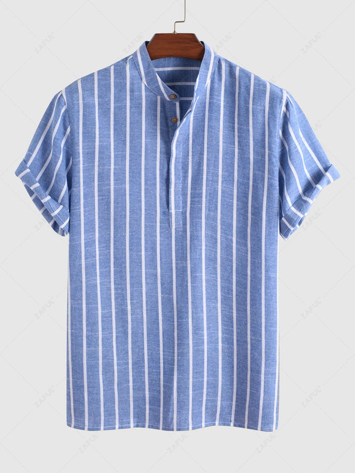 The Joel's – Vertical Stripe Shirt & Casual Shorts Set