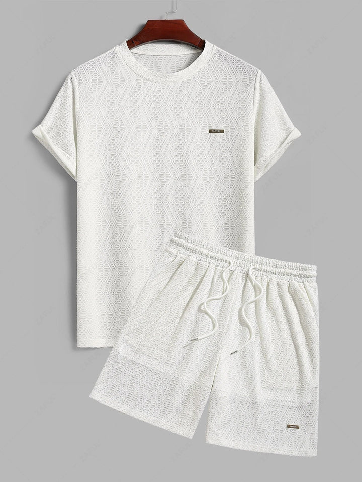 The Alden Rowe – Textured Patch Tee & Drawstring Shorts Set