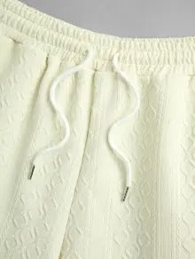 The Ellis Renner – Embroidered Jacquard Tee & Drawstring Shorts in Apricot