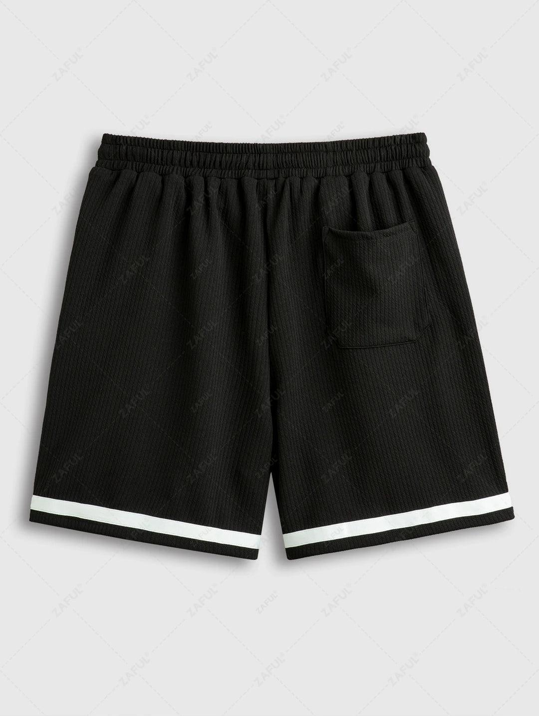 The Mercer Ellison – Jacquard Patch Tee & Drawstring Shorts in Black
