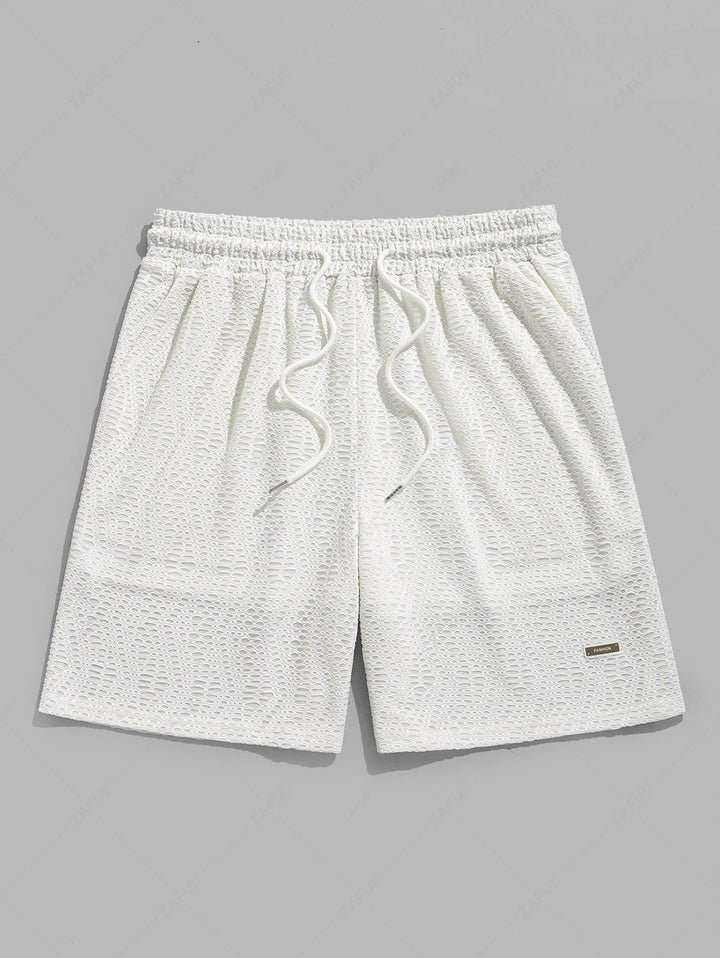 The Alden Rowe – Textured Patch Tee & Drawstring Shorts Set