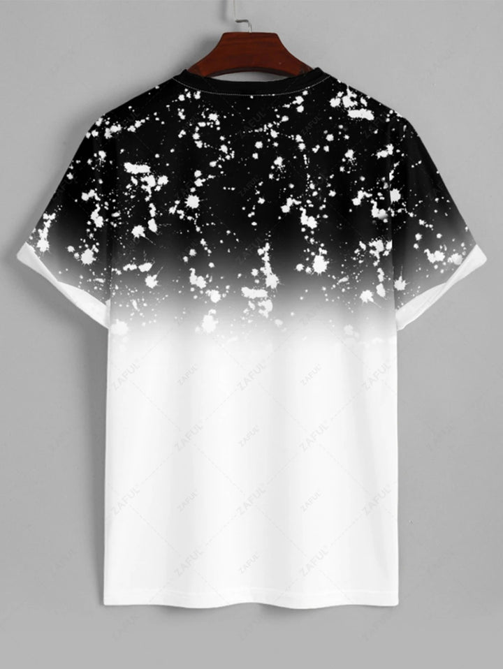 The Castell & Co. – Ace Print Ombre Tee & Drawstring Shorts in White