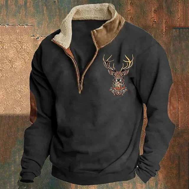 Maximilian – Stag Spirit Quarter-Zip Sweater